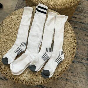 White Soccer Socks and White Shin Guards Incl. White Sleeves with Insert Pockets